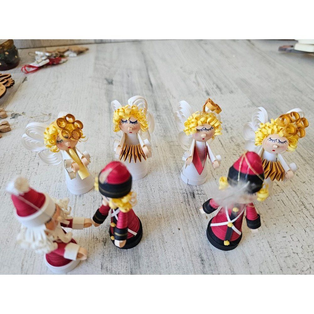 Unique paper angel Santa soldier band musical set mini Xmas